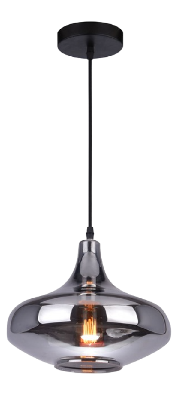 Luminária de teto pendente moderno Luna com vidro fumê. Lustres Gênesis loja online de Lustres e Iluminação Decorativa